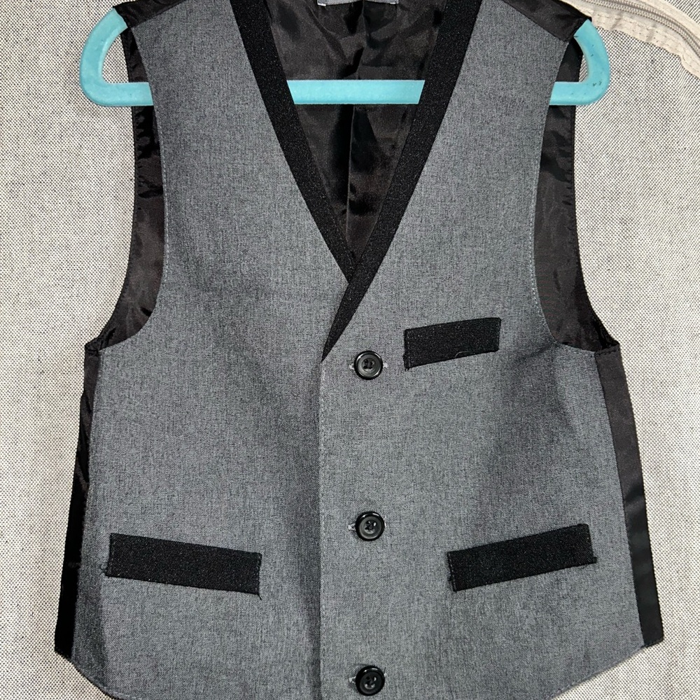 Gray and Black Button-Up Vest